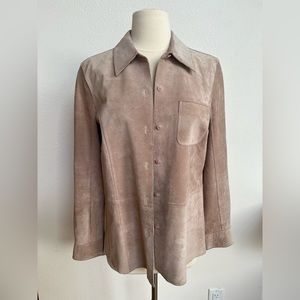 Vintage Sigrid Olsen Tan Suede Jacket | Shacket | Suede Button Up | Size Small